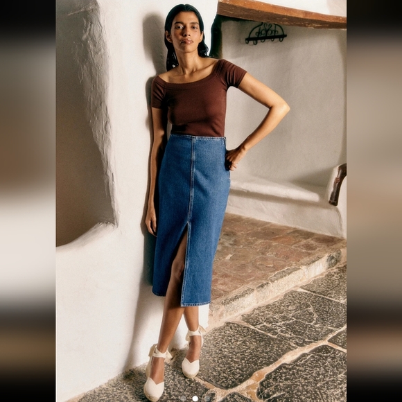 Sézane Denim Eloane Skirt - Picture 2 of 6